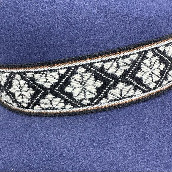 Fadivo Felted Style Fedora Buckaroo Navy Blue Hat - Southwestern Hat Band - Picture 6 of 8